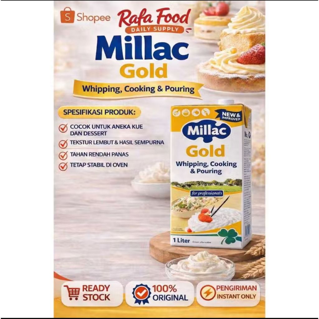 Millac Gold Whipping Cream & Cooking Cream 1 Liter / Whipping Cream Millac Gold