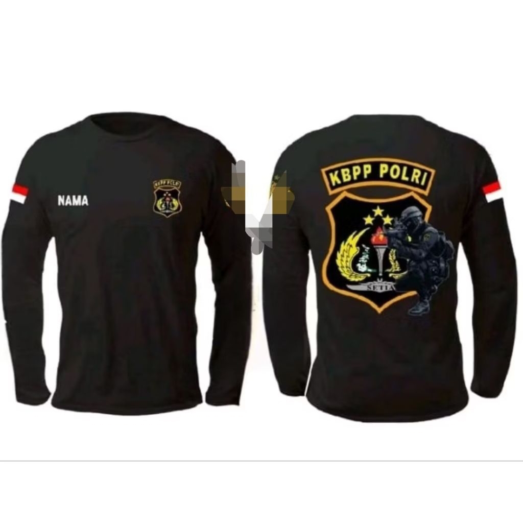 KAOS LENGAN PANJANG KBPP POLRI LOGO BESAR FREE NAMA DADA