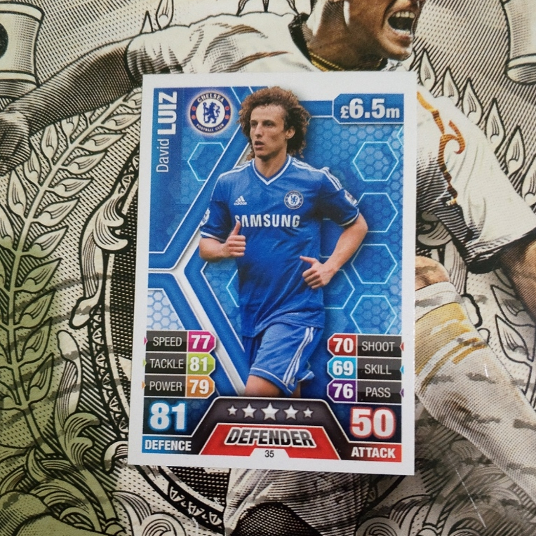 Kartu Bola Topps Match Attax 2013/14 David Luiz Chelsea