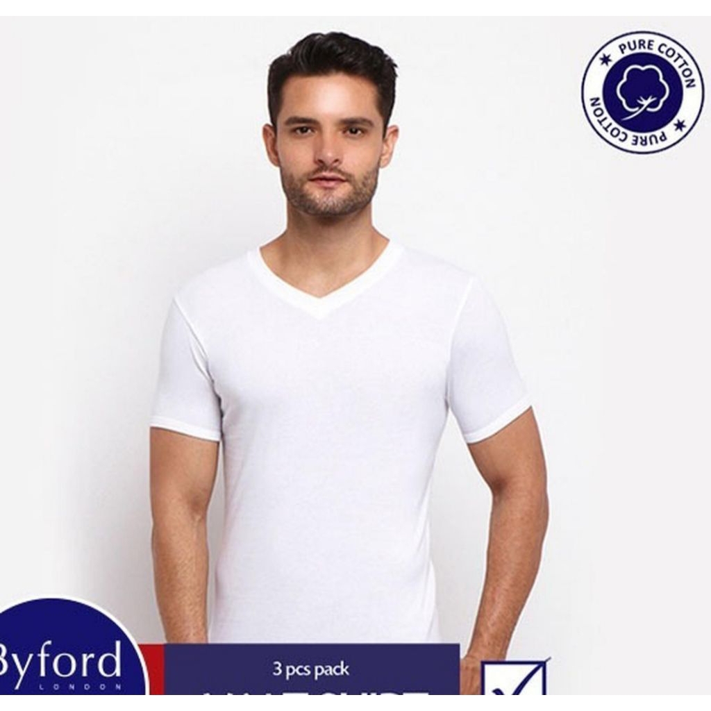 Byford Kaos Dalam Kerah V 3 pcs/pack
