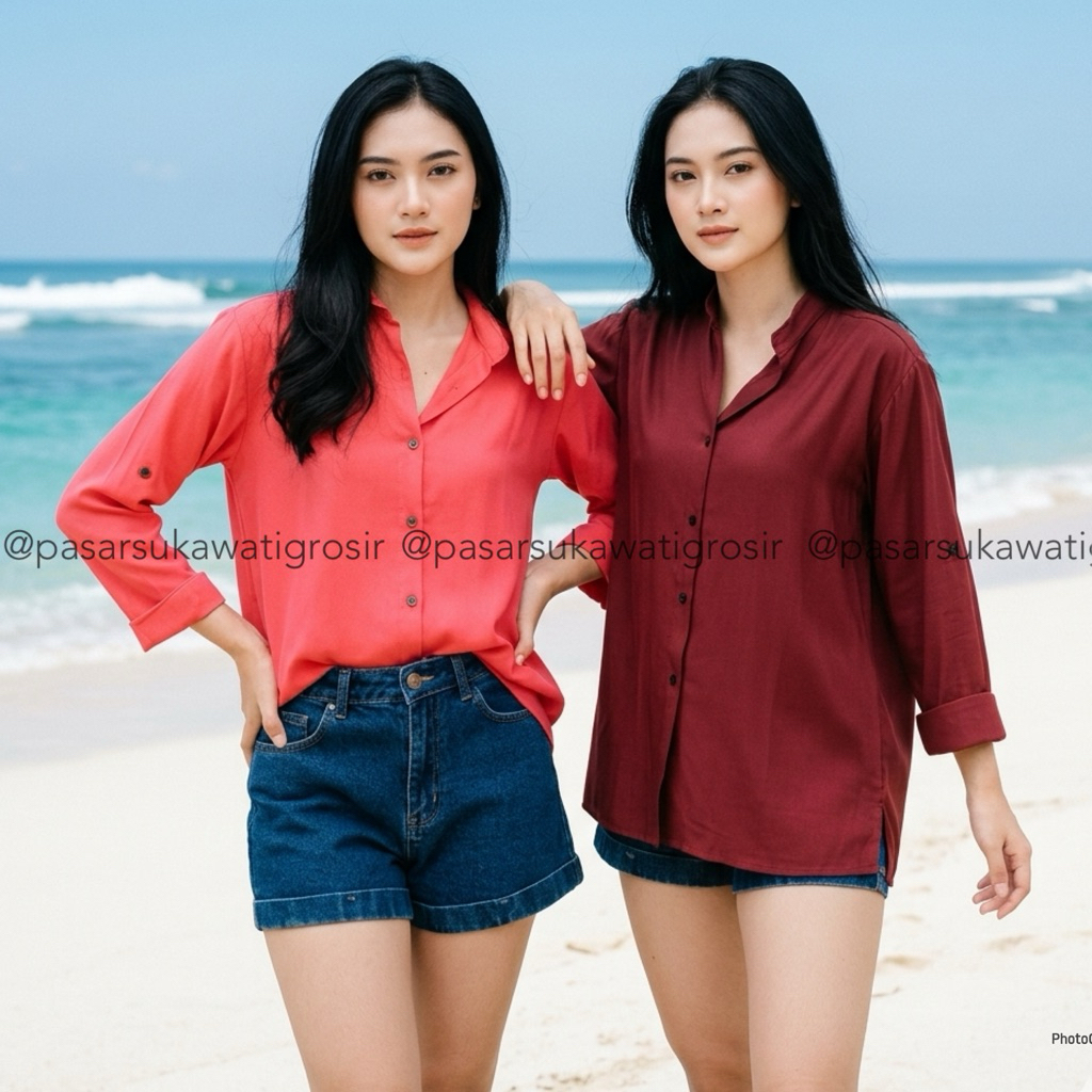 KEMEJA WANITA LENGAN PANJANG RAYON | KEMEJA KERJA KULIAH JALAN ADEM