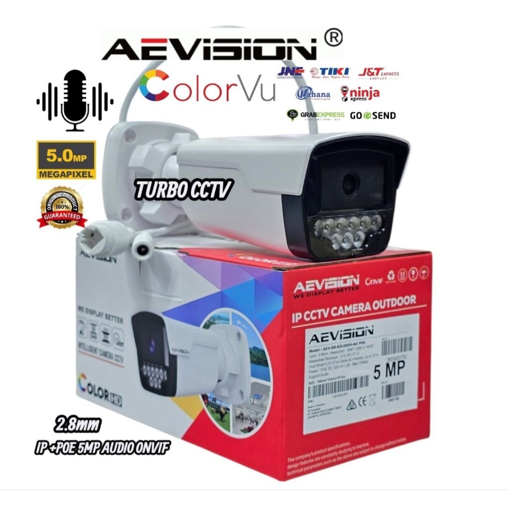 Ip Cam CCTV Outdoor 5MP Onvif ColorVu Audio