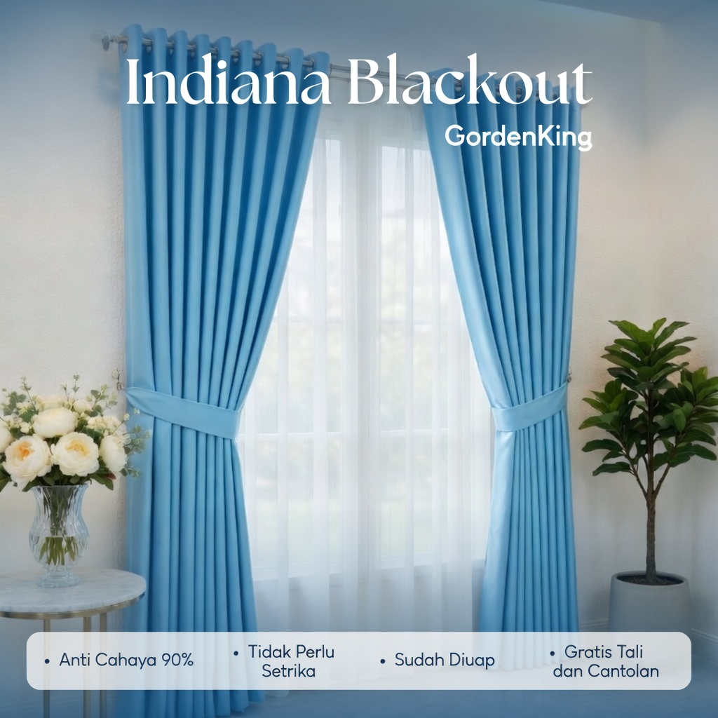 Gorden Jendela Pintu Kamar Biru Laut Minimalis Blackout Import Panjang Pendek Biru Muda Aesthetic