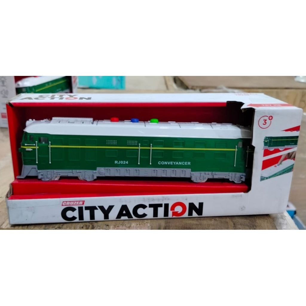 Cruzer 1:32 City Action Friction Train mainan lokomotif kereta api miniatur.