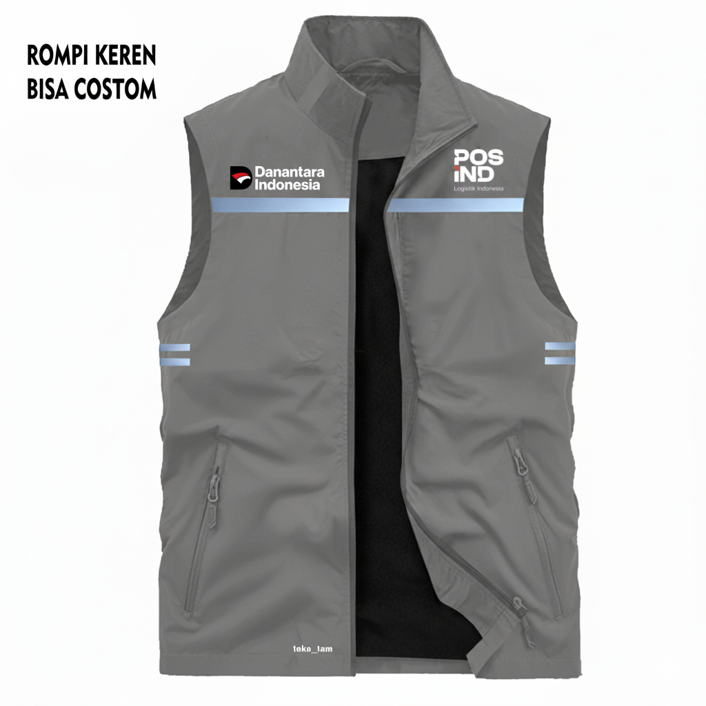 Rompi Vest scotlight Zipper logo DANANTARA Pos Indonesia Waterproof pria wanita rompi vest Kasual zi
