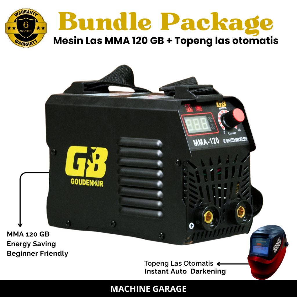 Mesin Las Inverter IGBT MMA 120A 450 Watt Premium - Paket Lengkap Siap Pakai Garansi