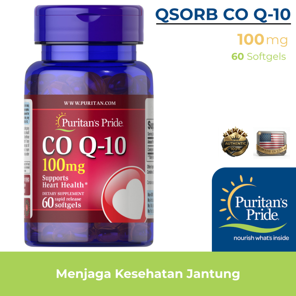 Puritan Pride Vitamin Suplemen Obat Q SORB Co Q 10 100mg 60 softgels Q-SORB