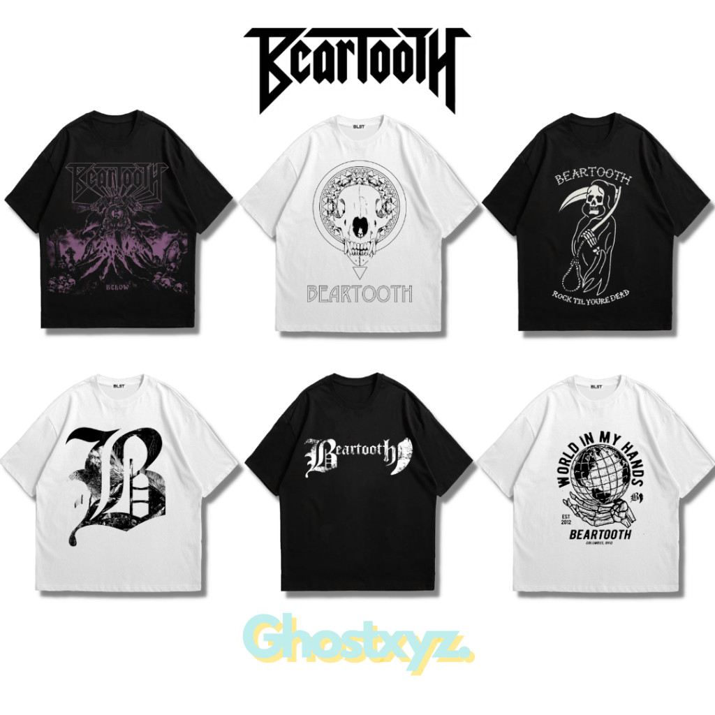 Ghostxyz T-Shirt Beartooth Black White Oversize Vintage Tee Baju Kaos