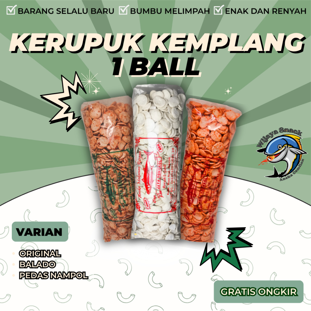 (1 BALL)  kerupuk KEMPLANG udang ikan cemilan favorit