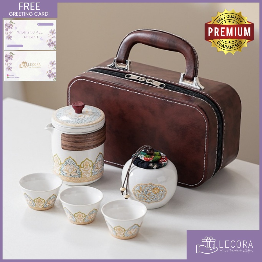 [TEASET by Lecora] Hampers Kado Hadiah Persimmon Orange Teaset, isi  4 cup + 1 teapot + 1 Wadah Teh,