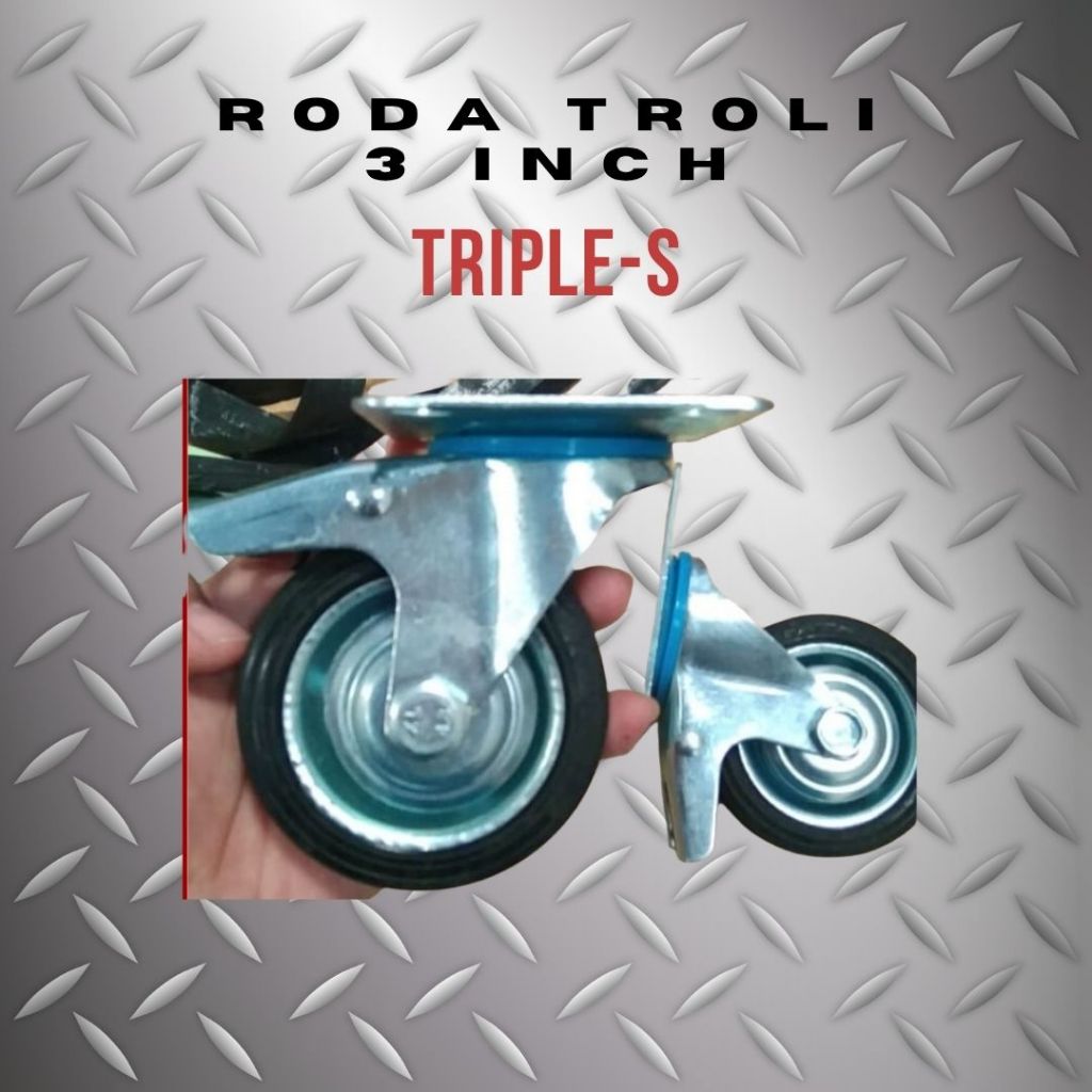 TRIPLE-S Roda Troli 3 inch Roda Karet Roda Etalase 3 inch Roda Troli