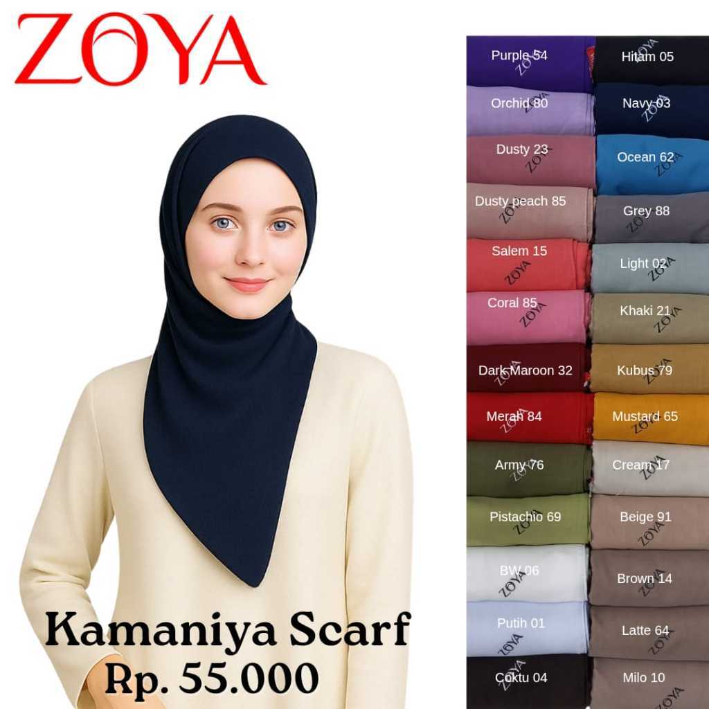 Zoya KAMANIYA Plain Scarf - Kerudung Hijab Segi Empat Polos Bahan Voal
