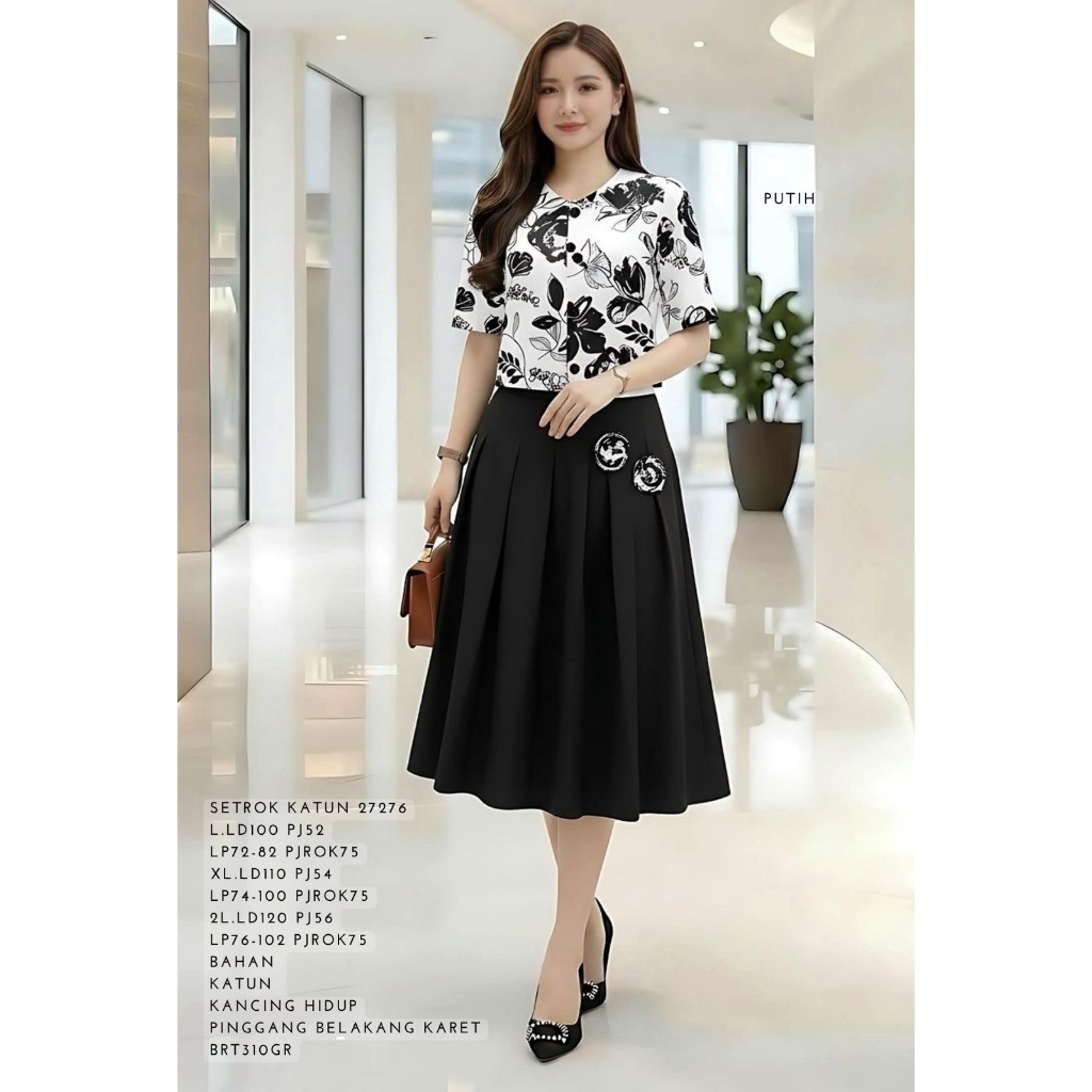 SET ROK WANITA DEWASA 27276 BAHAN KATUN TERSEDIA UKURAN STANDAR DAN JUMBO