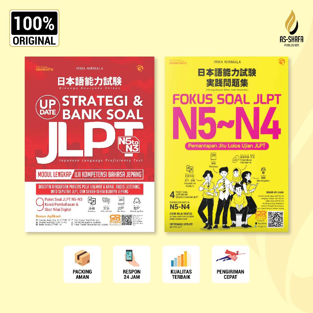 BUKU UPDATE STRATEGI BANK SOAL JLPT N5-N3 | FOKUS SOAL JLPT N5-N4 | JFT BASIC A2 | BELAJAR BAHASA JE