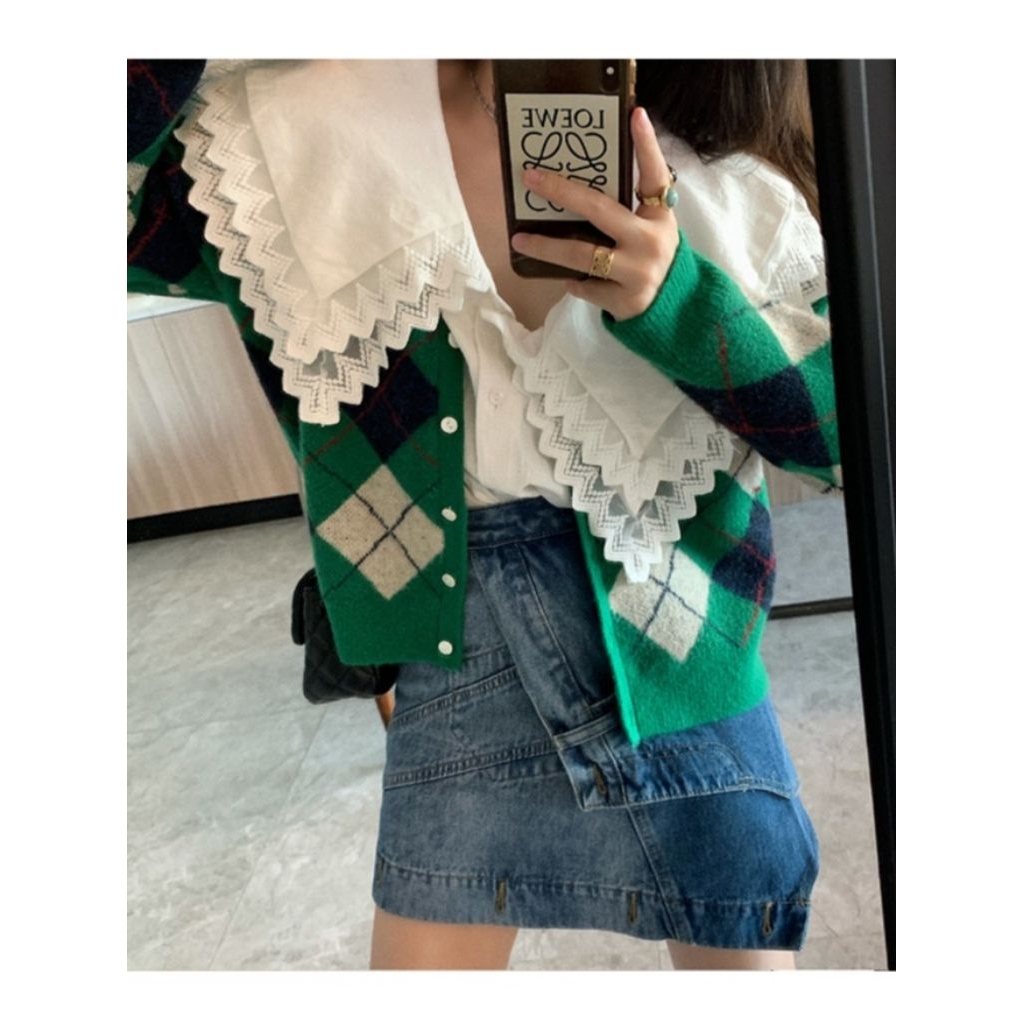 #46 Cardigan Rajut full motif ketupat | ARGYLE