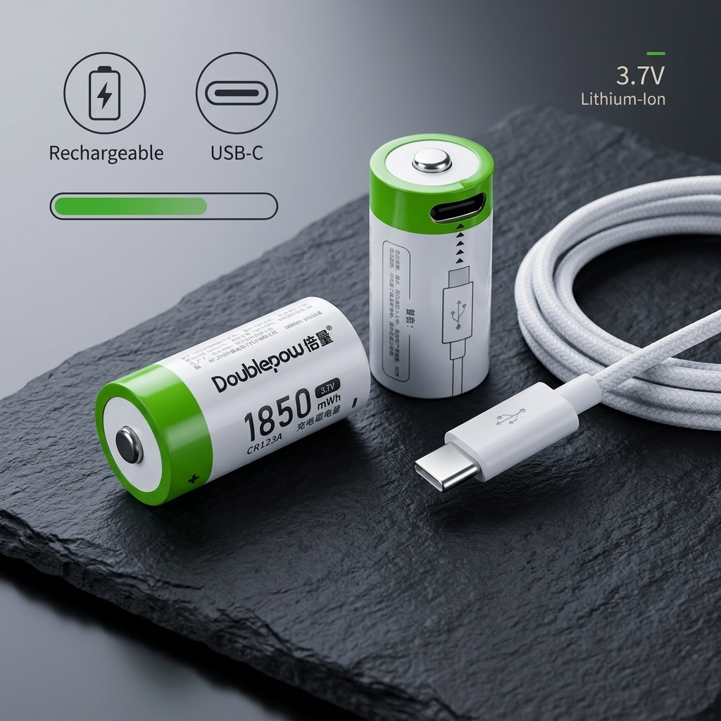DOUBLEPOW Baterai Cas Isi Ulang CR123A Li-Ion Rechargeable 3V 3.7v 700/500/450 mAh DP-1850 16340
