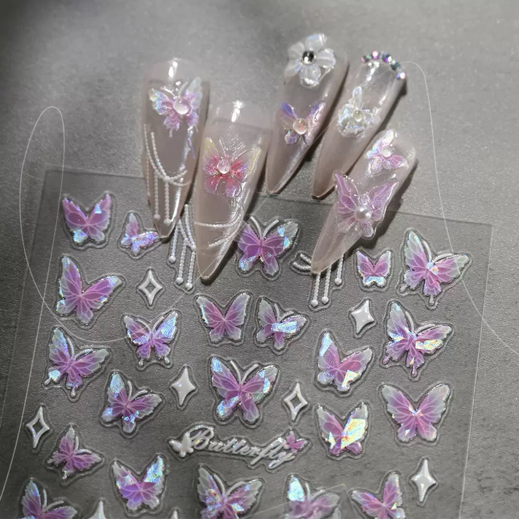 Sticker Kuku wedding Nailart Model Kupu Kupu butterfly Party Blink Blink