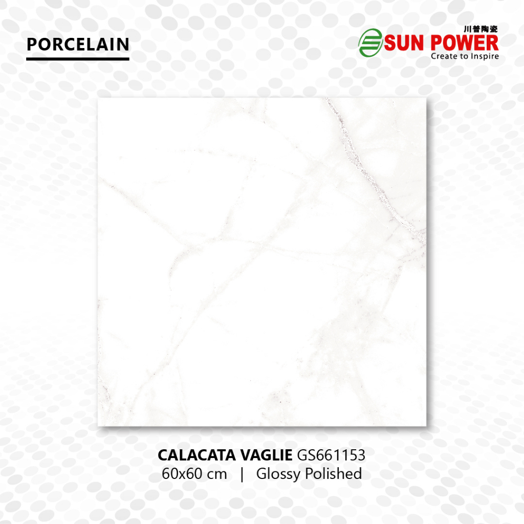 SUN POWER Calacata Vaglie 60x60 | 120x60 Glazed Polished - Granit Tiles Lantai & Dinding Sun Power C