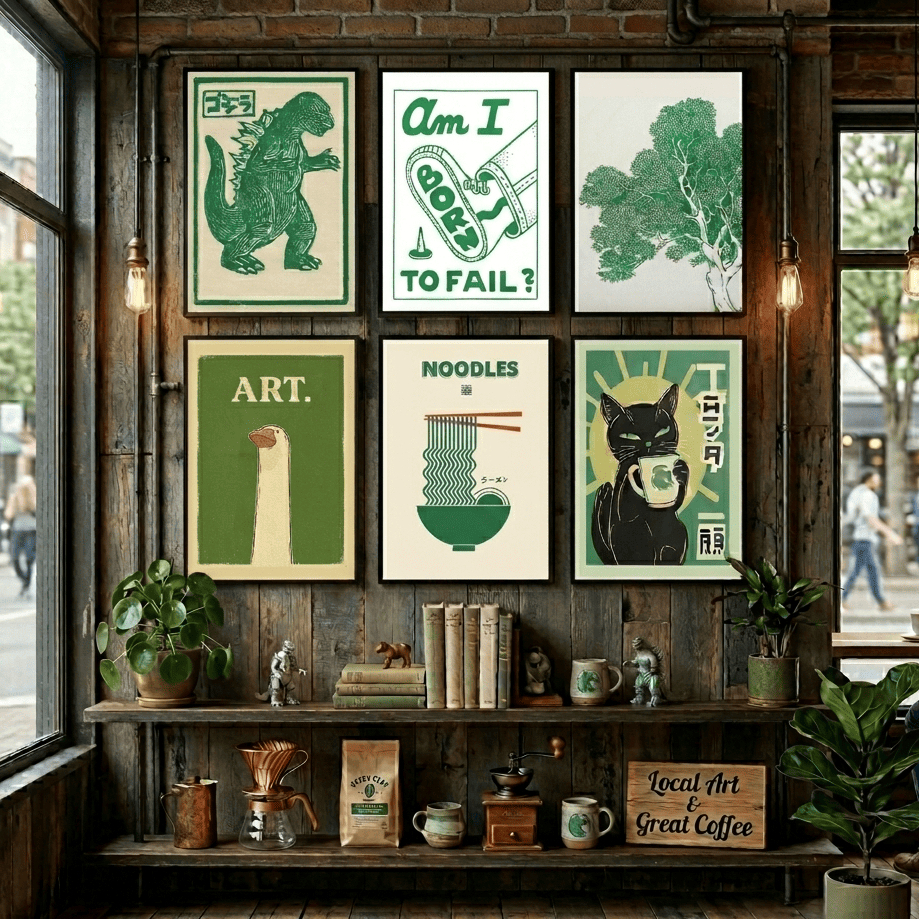 Hiasan Dinding Poster Aesthetic Dekorasi Kamar Pajangan Rumah Wall Decor Kafe MDF Green