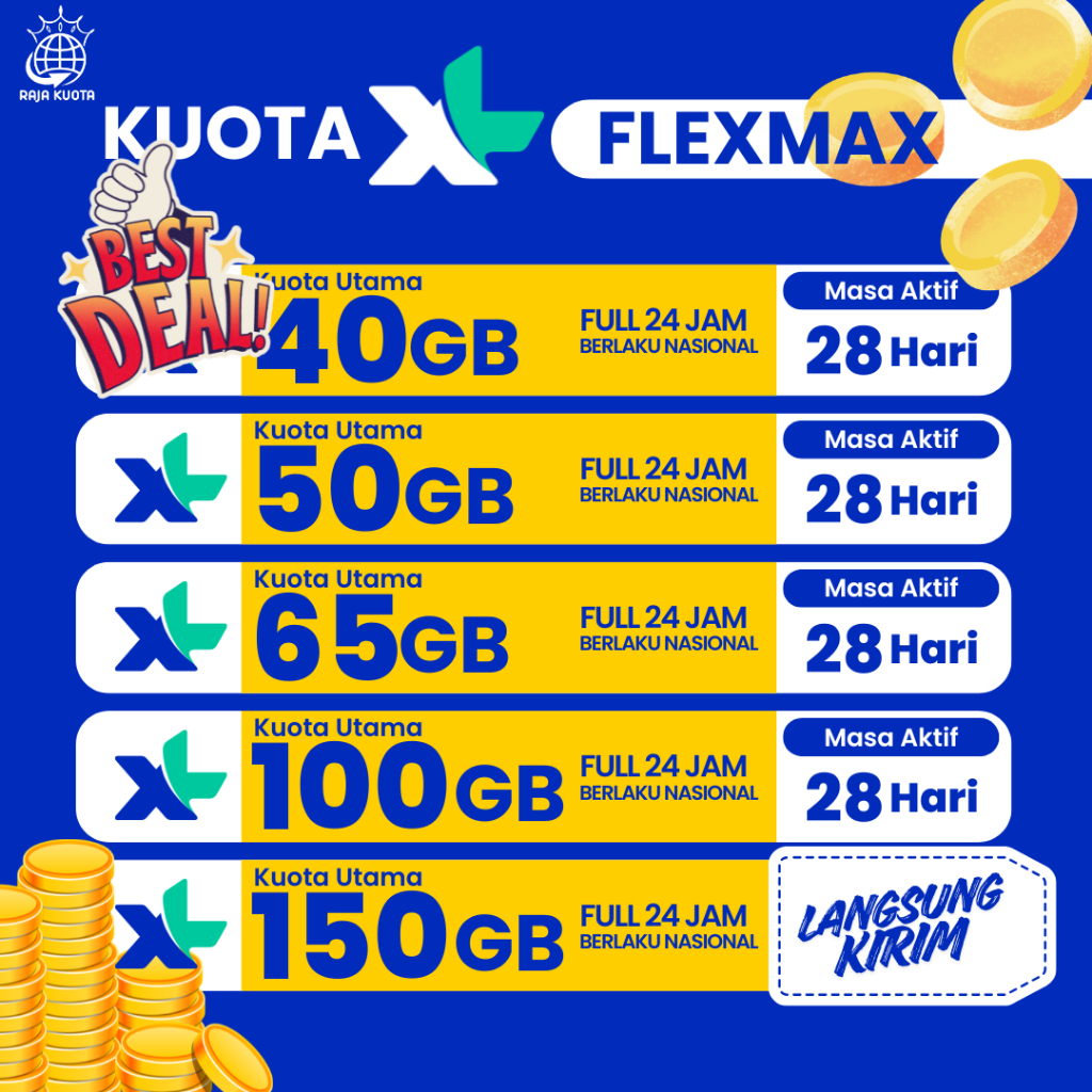 Isi Ulang Elektrik Kuota Data XL Flex Xtra Combo VIP Combo Lite
