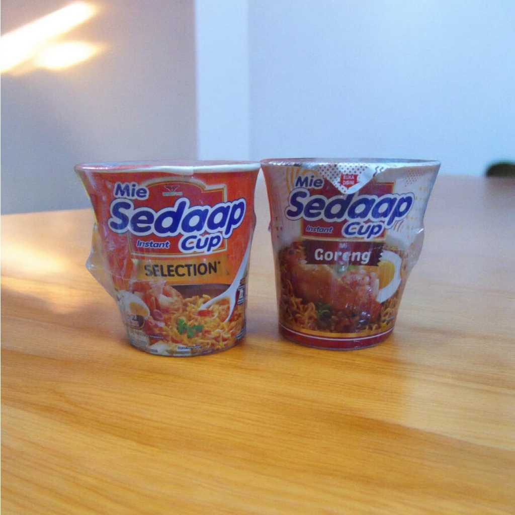 mie instant sedap cup goreng, laksa, soto