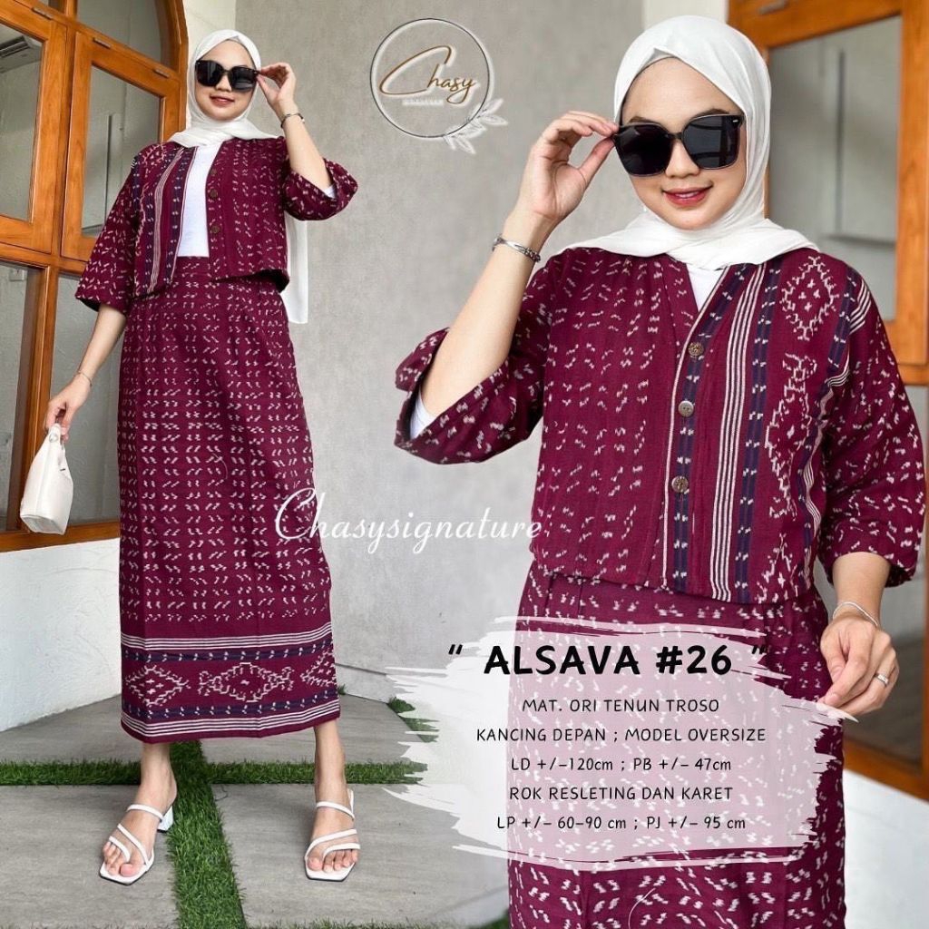 set tenun rok blus wanita