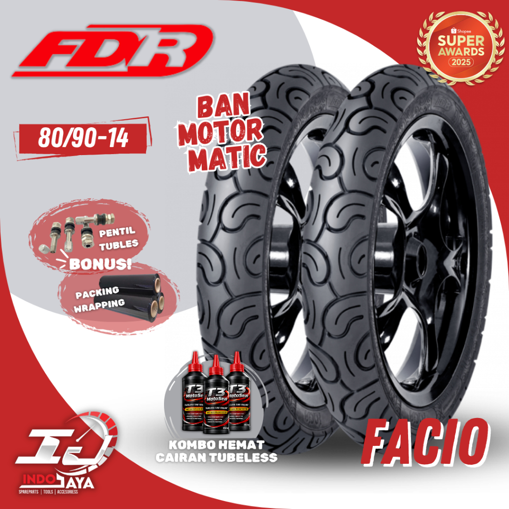 [READY COD] BAN TUBELESS FDR FACIO ( 80/90-14 ) RING 14 / R14 / BAN MOTOR LUAR DEPAN BELAKANG MOTO M