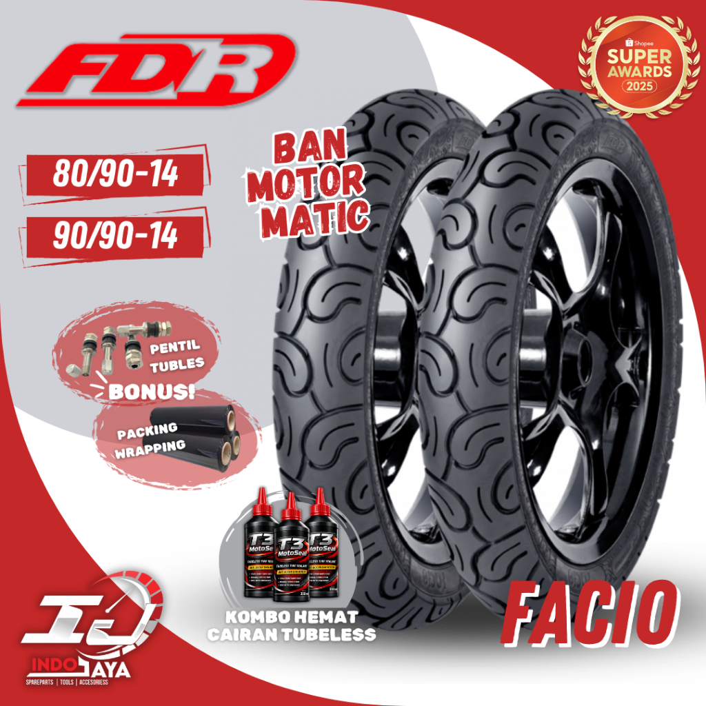 [READY COD] BAN TUBELESS FDR FACIO ( 80/90-14 - 90/90-14 ) RING 14 / R14 / BAN MOTOR LUAR DEPAN BELA