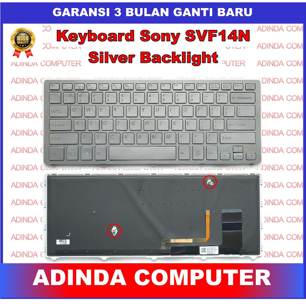 Keyboard Sony SVF14N SVF14N28SCP SVF14N100C Silver Backlight