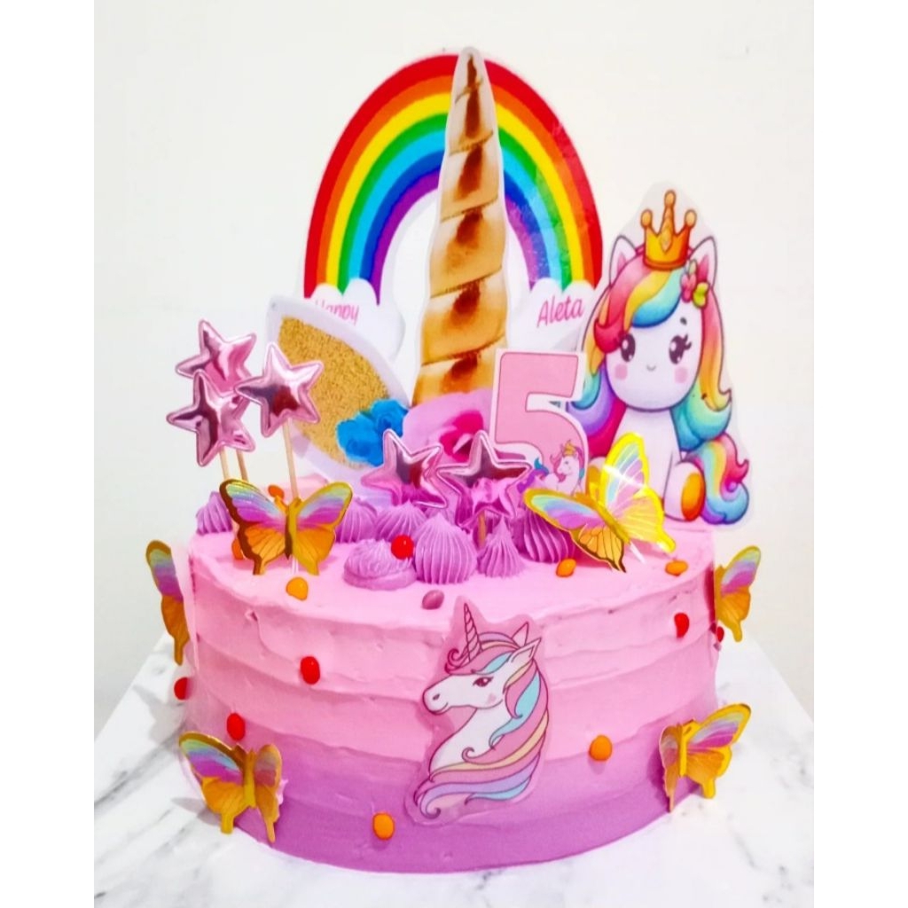 kue tart ulang tahun anak tema unicorn