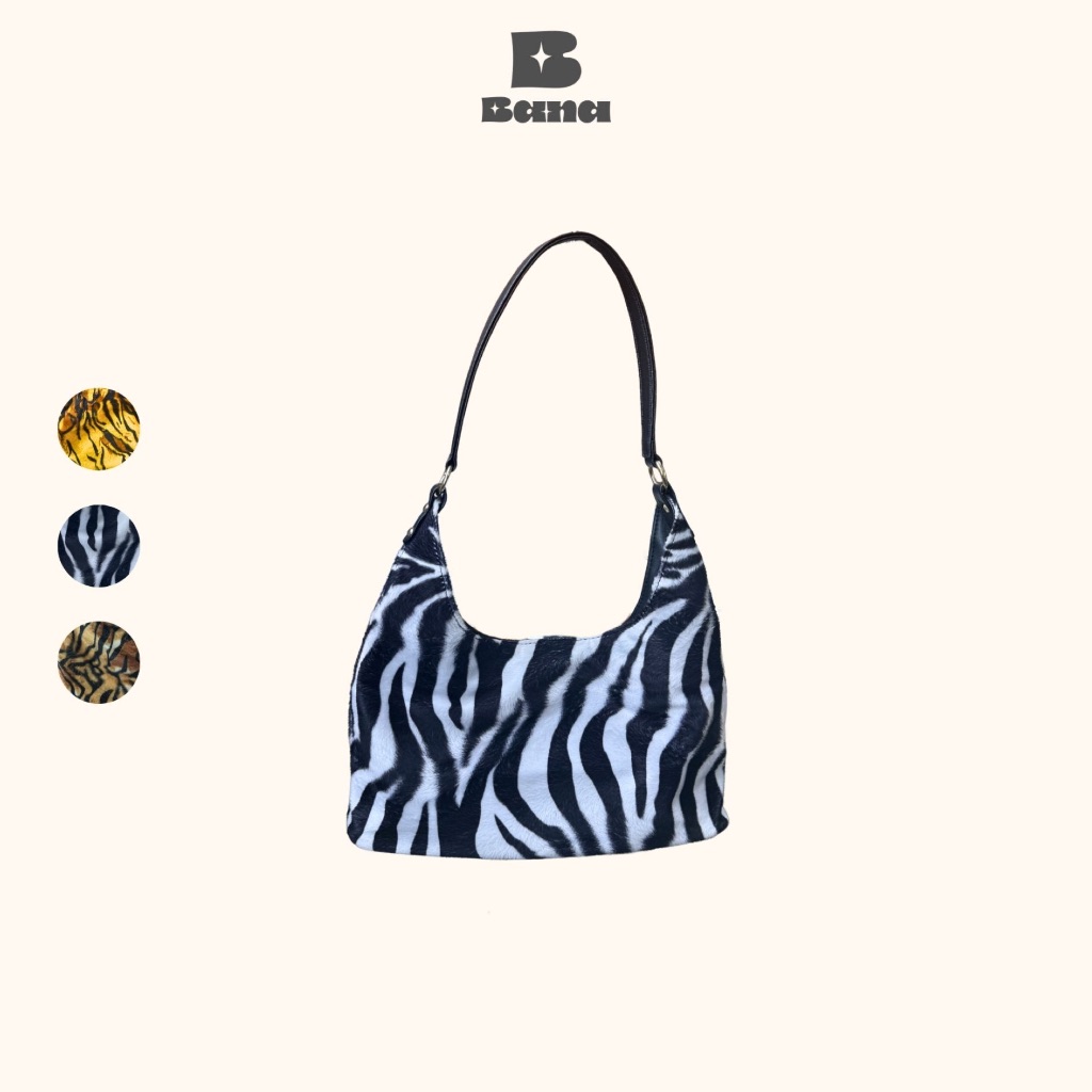 BANA Rimba Shoulder Bag | Tas Bahu Wanita Motif Macan | Faux Fur Premium | Bold & Unik
