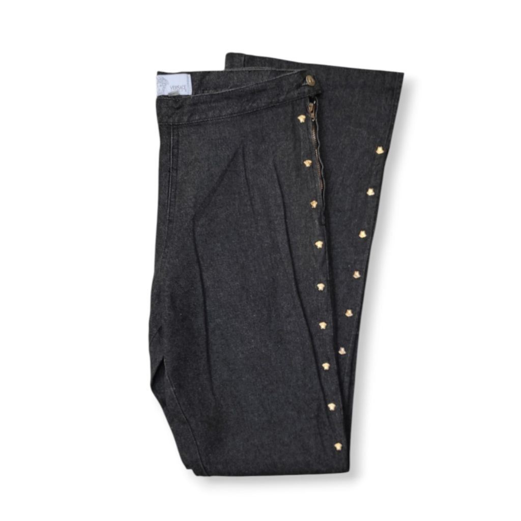 Versace Denim Side Stud Logo Medusa Pants