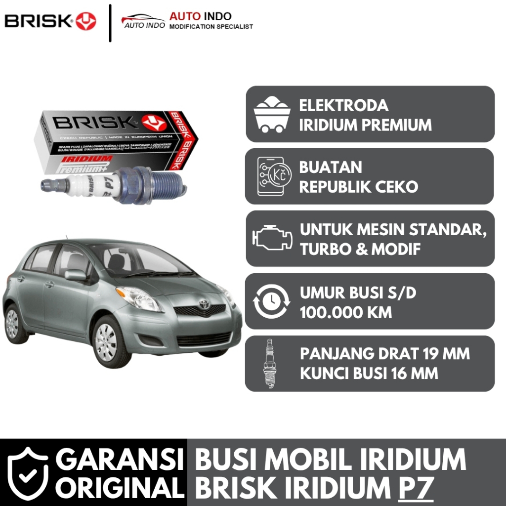 Busi Mobil Brisk Premium Iridium P7 untuk Toyota Yaris Bakpao | Garansi Ori BRISK