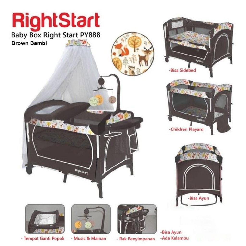 Baby Box Right Start 8 In 1 Multifunctional Playard PY888 Tempat Tidur Bayi Portable Foldable Lipat 