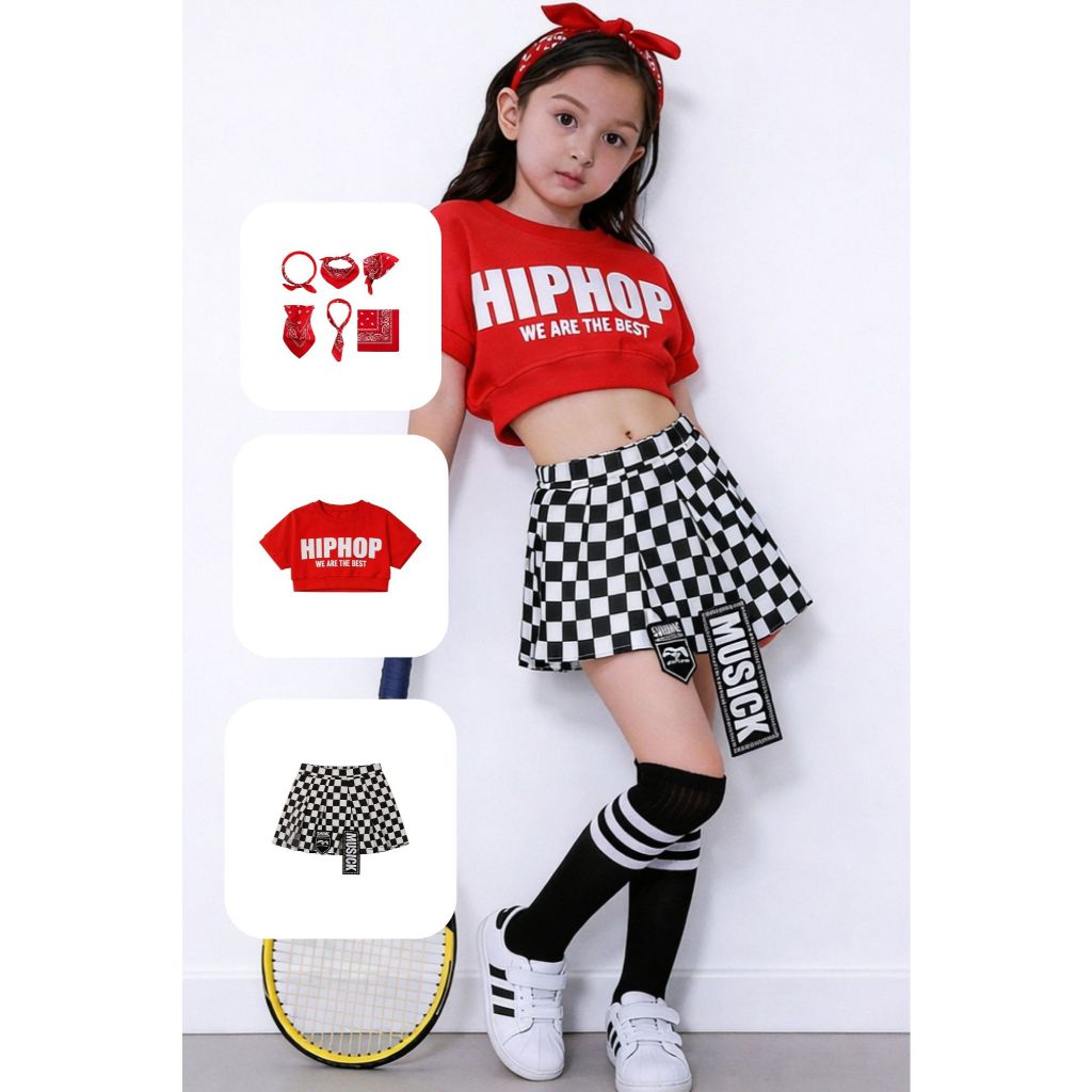 GLEEN Setelan dance anak perempuan kpop korean style outfit sport usia 3-14 tahun