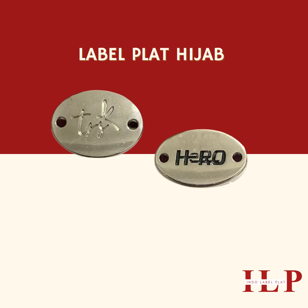 Label Plat Hijab Alloy Custom Ukir LOGO DIATAS PAPAN BULAT (Huruf/ Alphabet/Logo Fashion Label Merk 