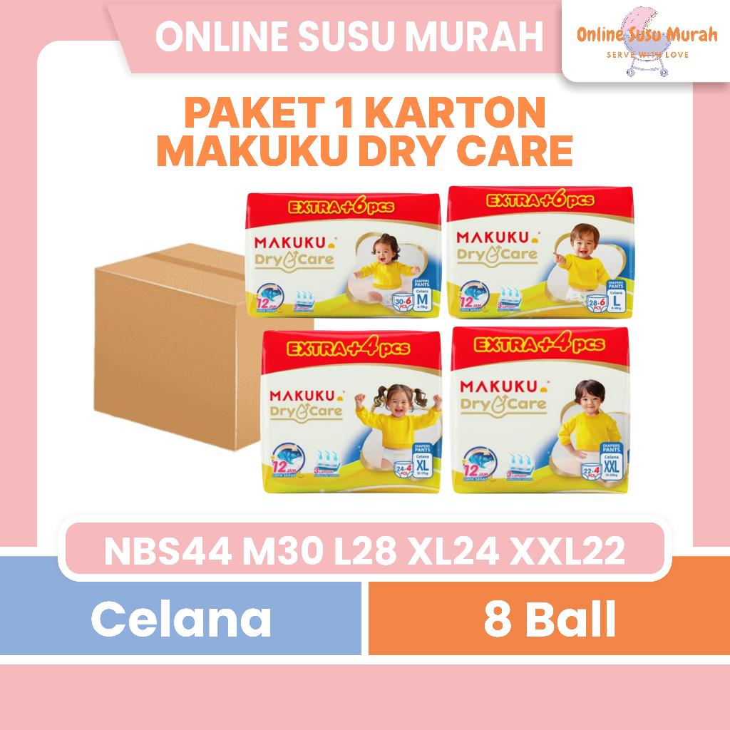 MAKUKU DRY CARE PAKET 1 KARTON 8 BALL TAPE NB-S38 NB-S44 PANTS M 30 +6 L 28 +6 XL 24+4 XXL 22+4 PPKS