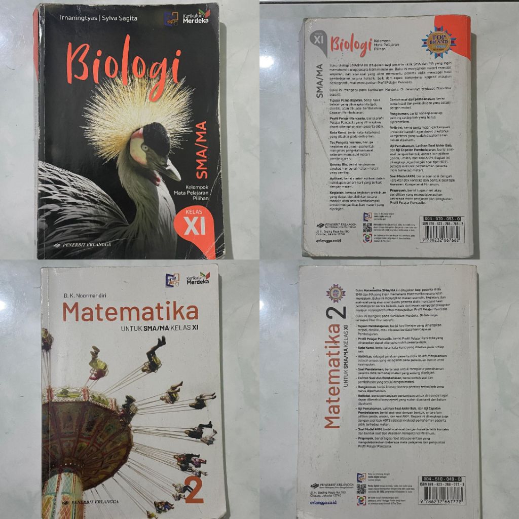 [Preloved/Bekas] Buku Biologi/Matematika Kelas 11 SMA/MA, Erlangga, Kurikulum Merdeka