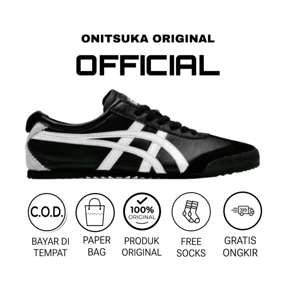 Sepatu onitsuka Tiger Mexico66 Japan Black White sepatu pria/ sepatu wanita/ sepatu sneakers