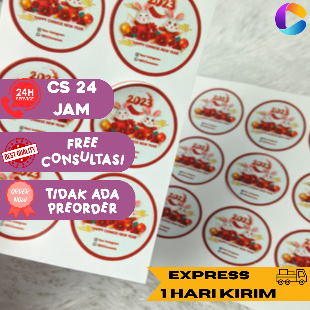 Cetak INC  Print Stiker Label Imlek Ucapan Selamat Tahun Baru Sticker Imlek Custom Bulat Free Desain