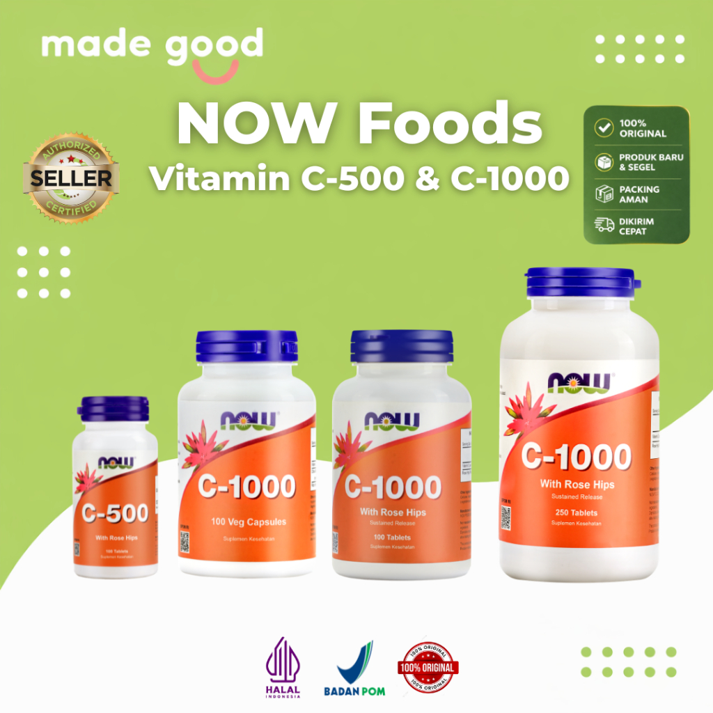 Now Foods Vitamin C (C-500 & C-1000) – Daya Tahan Tubuh & Antioksidan