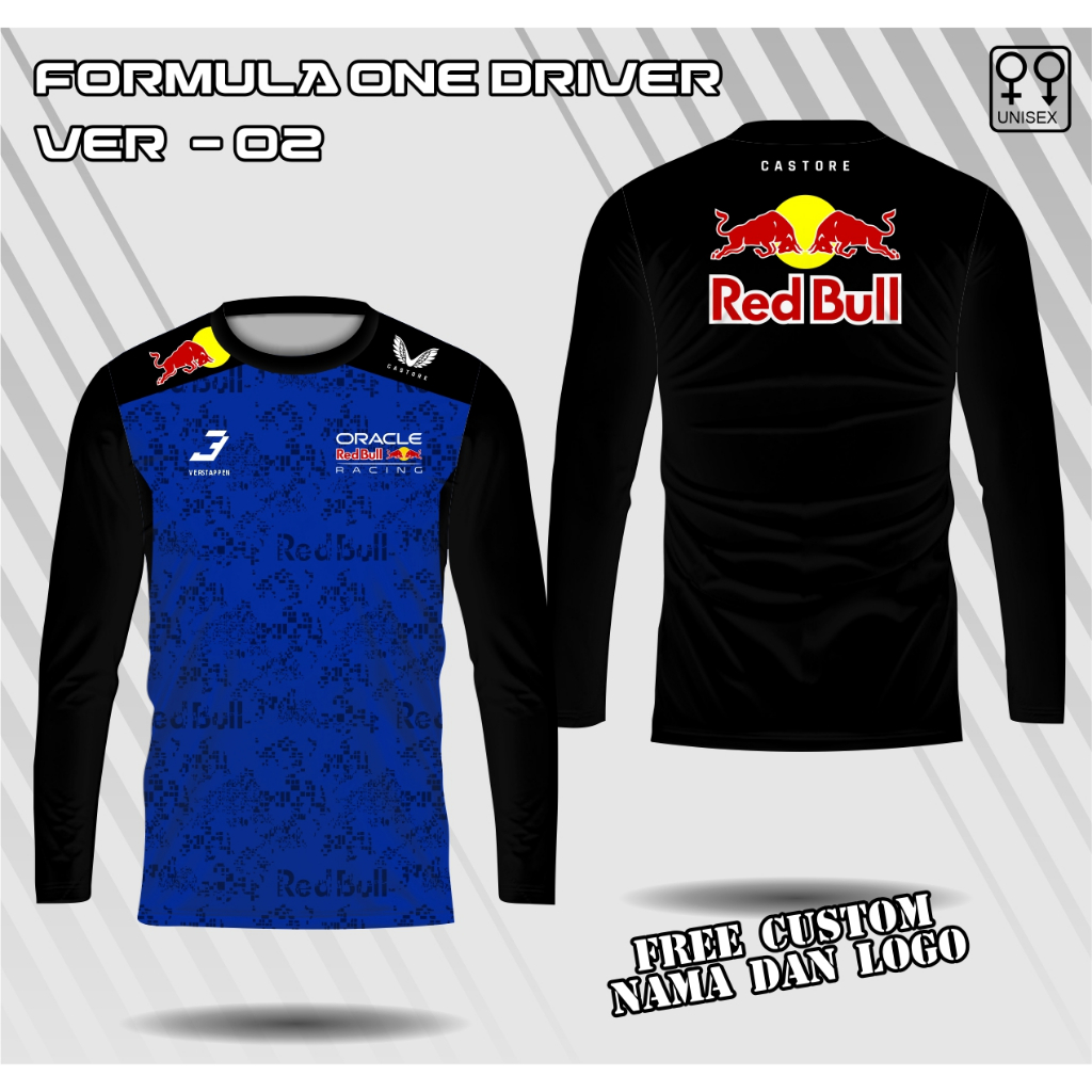 jersey f 1 team redbull Max Verstappen lengan panjang baju formula 1 redbull racing kaos team redbul
