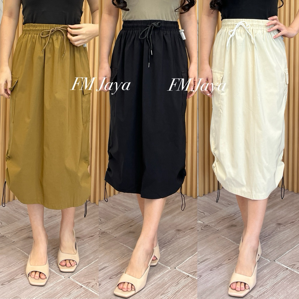 ROK CARGO WANITA PREMIUM 8806 || ROK PANJANG CARGO || ROK CARGO SERUT WANKTA FASHION
