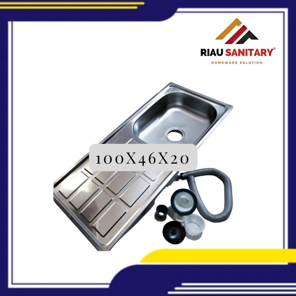 bak cuci piring wastafel sink 1 lubang sayap 100x46x20 stanlish 304 oki italiano