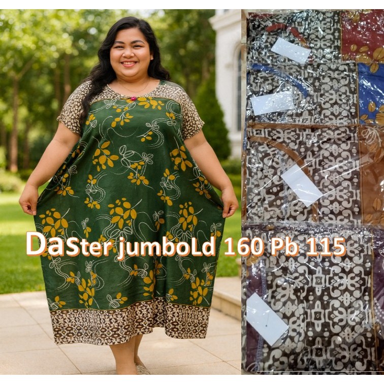 DASTER JUMBO LD 150 - 160  DASTER WANITA LENGAN PENDEK LD 150 - 160 / BAJU TIDUR WANITA BESAR RUMAHA