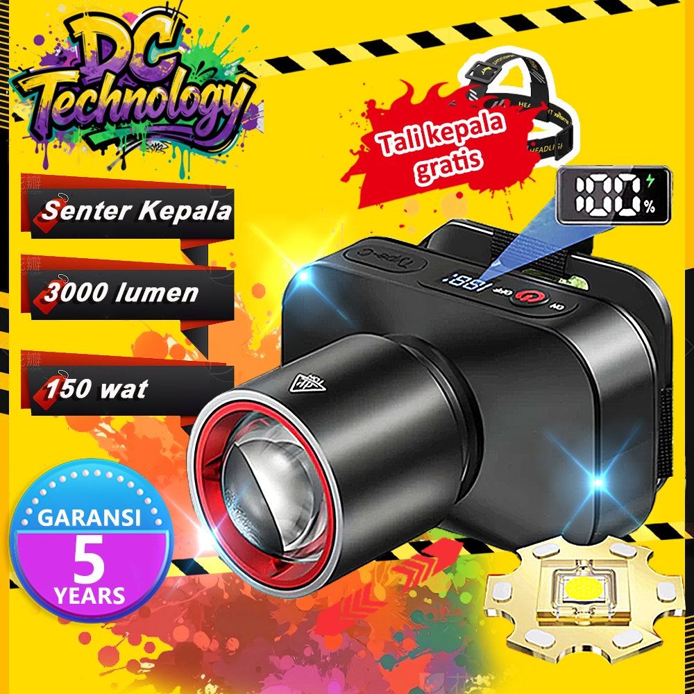 COD[Garansi 5 tahun]  Senter Kepala Cahaya Maksimal Plus RechargePro dengan USB Fokus & Penyebaran Z