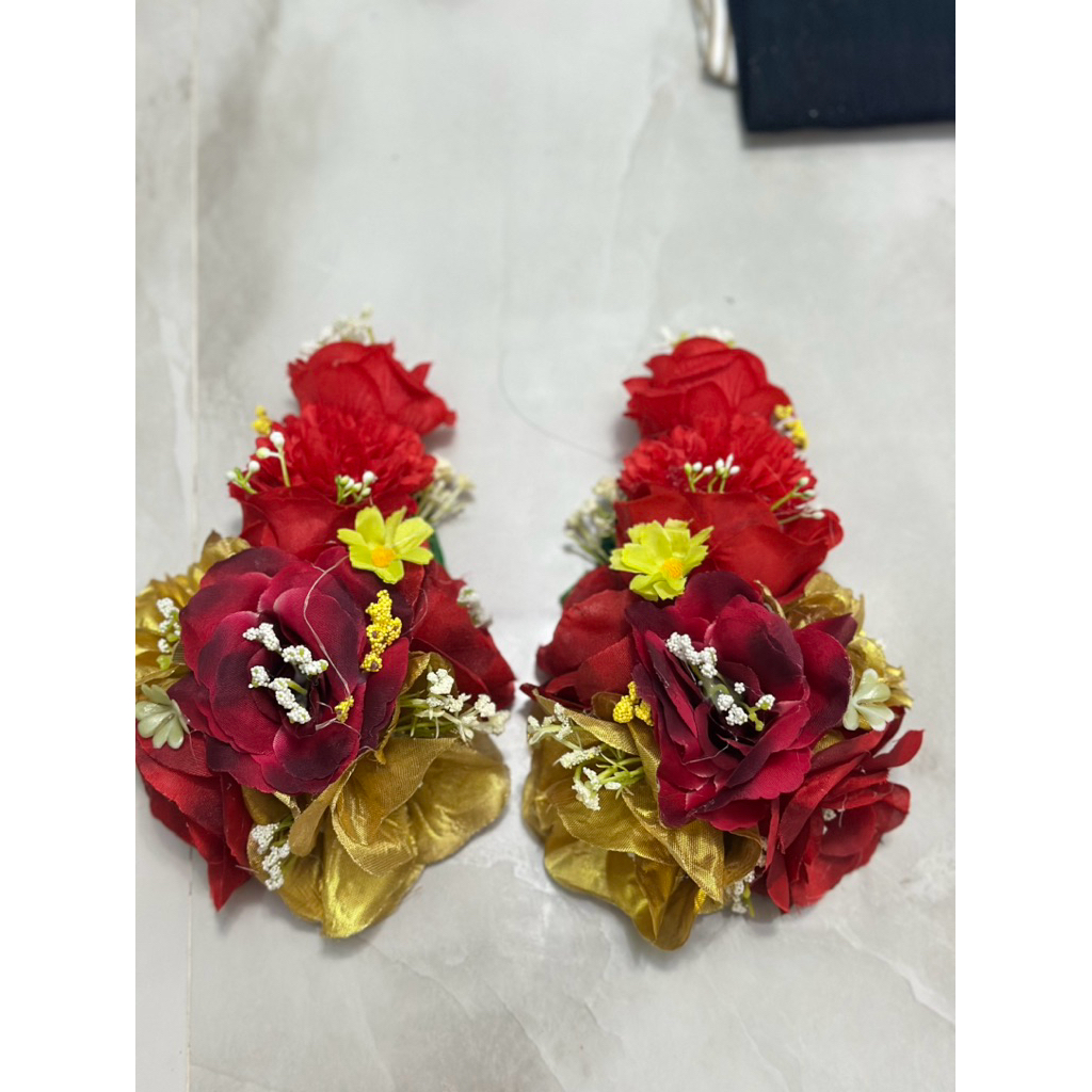 BUNGA SANGGUL PENGANTIN BUGIS MERAH GOLD