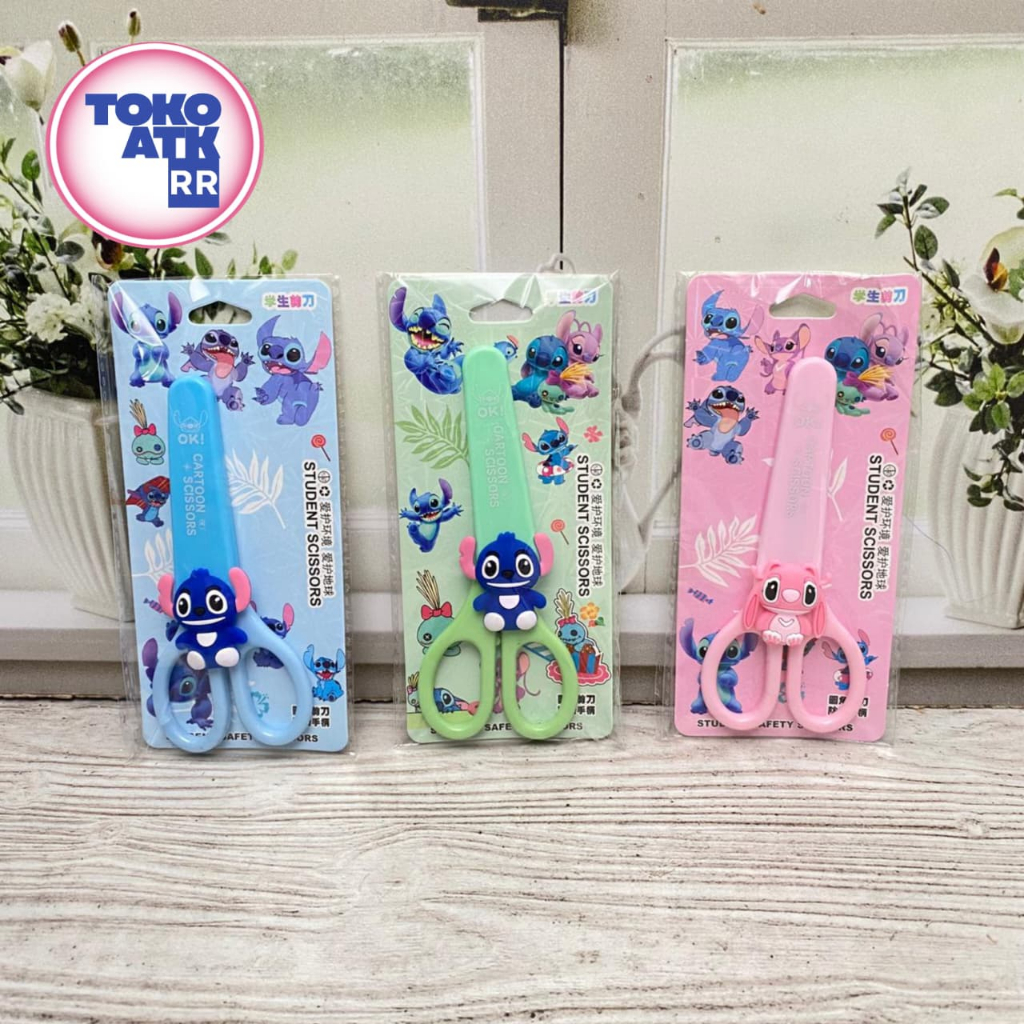 GUNTING STITCH PLUS PELINDUNG MN-2240 LILO BLUE SCISSORS KARAKTER UNIK ATK SEKOLAH ANAK GROSIR COD