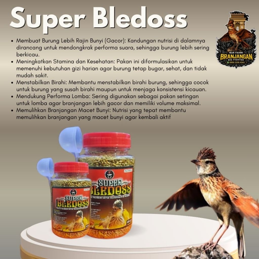 Super Bledoss Pakan Burung Branjangan Kenari Premium 220gr super bledos Bikin Rajin Bunyi Extra Gaco