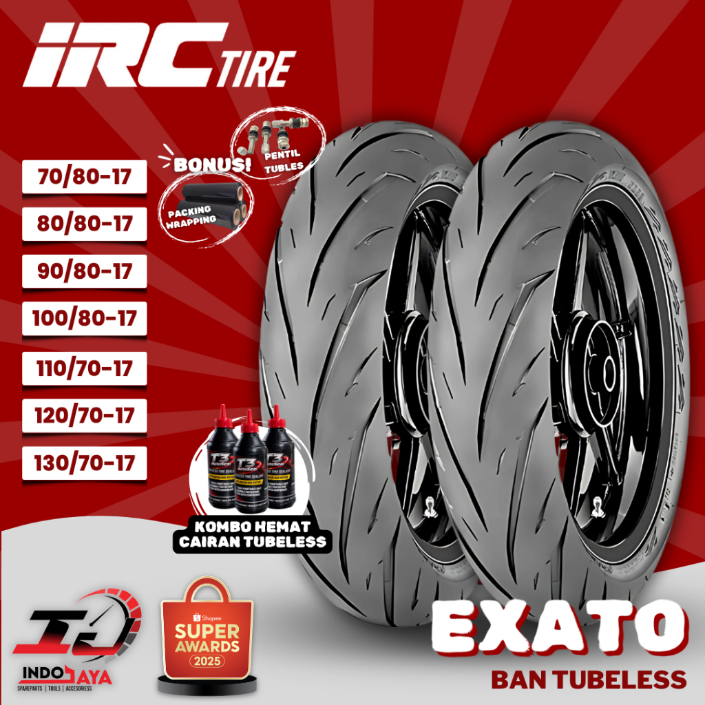 [READY COD] BAN LUAR TUBELESS IRC EXATO NR88 (70/80-17 - 80/80-17 - 90/80-17 - 100/80-17 - 110/70-17